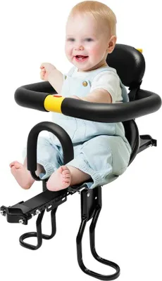 Image de Siège vélo pour enfant - Noir - Aluminium - Confortable et sûr - Facile à installer
