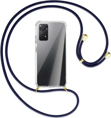 Produktbild von Handykette Backcover-Schutzhülle mit Band (Metall goldfarben) für Xiaomi Redmi Note 11 Pro 4G/5G (EU) - dunkelblau