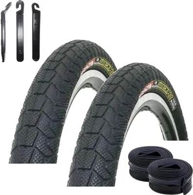 Obrázok produktu pre Ponuka sady / 2 x Kenda K-907 Krackpot 20" BMX bicyklové pneumatiky Bicyklové plášte v čiernej farbe 58-406 (20 x 2,25) + 2 vhodné duše AV  vrátane 3 montpák
