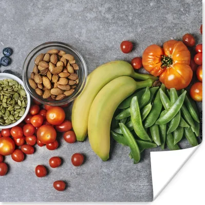 Produktbild von MuchoWow® Poster Obst - Farbe - Nüsse 75x75 cm - Wand Dekoration