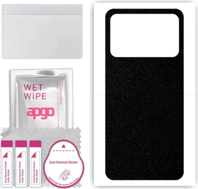 Produktbild von apgo Rückseite Schutzfolie, Skin, kompatibel mit Poco X5 Pro, Hinten Displayschutzfolie aus Vinylfolie, kratzfest, einfache Montage - Mattschwarz