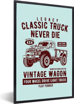 Produktbild von MuchoWow® MuchoWow® Gerahmtes Poster Mancave - Auto - Retro - Blau 60x90 cm - Poster mit zchwarzem Bilderrahmen - Kunst