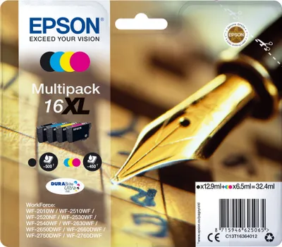 Produktbild von Epson DURABrite Ultra XL Multipack BK/C/M/Y T 163  T 1636