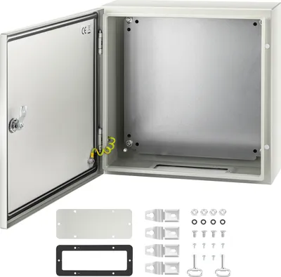 Produktbild von VEVOR Schaltschrank NEMA-Industriegehäuse, 40 x 40 x 15 cm NEMA 4X-Stahl-Verteilerschrank, IP66 wasser- und staubdicht, elektrischer Anschlusskasten für den Außen-/Innenbereich, mit Montageplatte