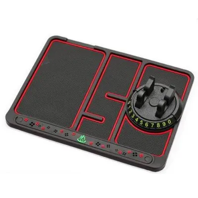 Produktbild von Handyhalterung Auto Armaturenbrett(4 in 1), Antirutschmatte Auto Handy mit 360 Grad Drehbar Halter für Handy im Auto, Multifunktion Antirutschmatte Auto Armaturenbrett (Red)