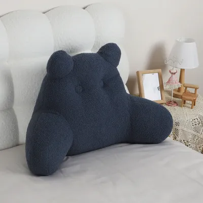 Image de Coussin de lecture pour lit et canapé avec accoudoirs, coussin de lit pour s'asseoir dans le lit, cadeau de coussin pour lire, travailler, grand dossier pour adultes et enfants,Bleu