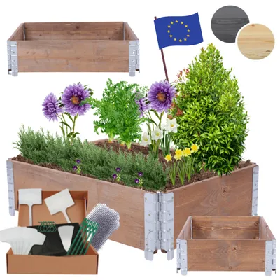 Produktbild von MODO24 Hochbeet Holz, Pflanzrahmen, Kräuterbeet, Gemüsebeet, Massivholz Kiefer, Garten, 20x60x80 cm, Braun, ZP10