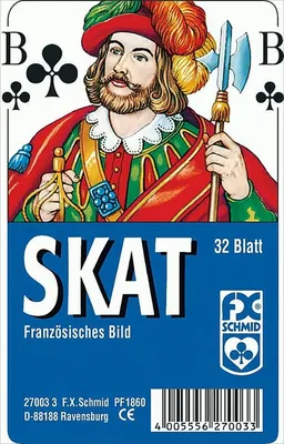 Produktbild von Klassisches Skatspiel, Französisches Bild, 32 Karten in Klarsicht-Box Ravensburger 27003