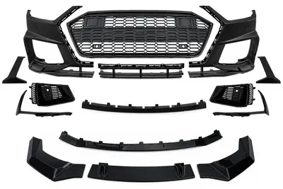 Imagen del producto de Paragolpes delantero para Audi A7 C8 4K, modelo 2018 en adelante, con diseño RS7, rejilla delantera de panal de abejas y alerón/spoiler delantero.
