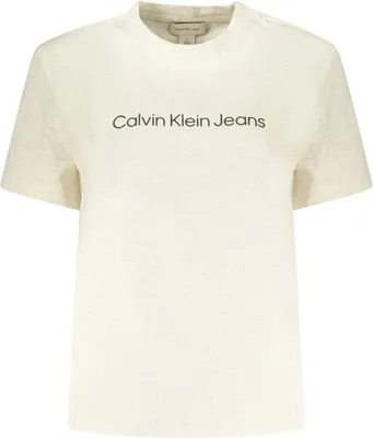 Produktbild von Beiges Damen T-Shirt mit Rundhals & Logo-Design – Kurzarmtop entdecken