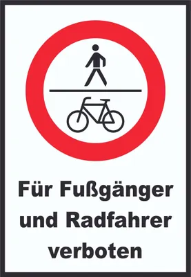 Produktbild von Für Fußgänger und Radfahrer verboten Schild A2 (420x594mm)