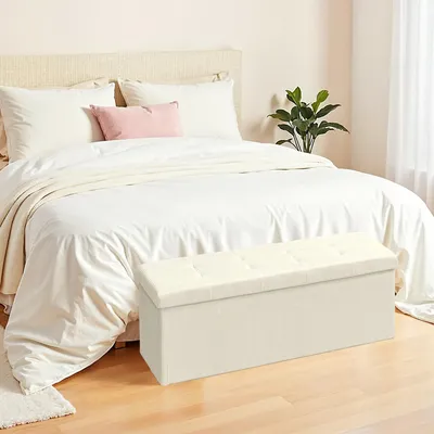 Produktbild von SONGMICS Sitzhocker mit Stauraum, klappbare Sitzbank, 38 x 110 x 38 cm Fußbank, Bettbank, Aufbewahrungsbox, bis 300 kg belastbar