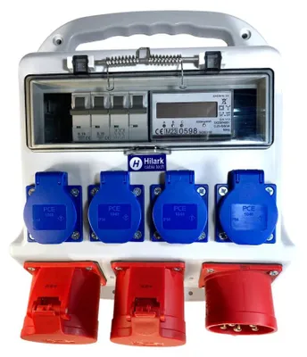 Produktbild von Baustromverteiler mit Energiezähler, Sicherungsautomat B16 3P und 1P, 2x16A 400V + 4x230V