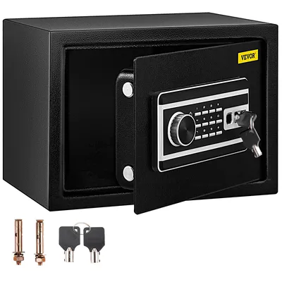 Image de VEVOR Coffre-fort 0,8 pied cube, Coffre-fort pour meubles 10 kg de capacité de charge, Coffre-fort mural noir étanche à la poussière avec code d'empreinte digitale clavier numérique clé 4 systèmes de serrure Coffre-fort de sécurité appartement hôtel bureau