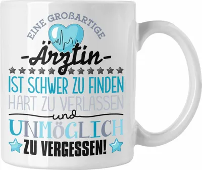 Produktbild von Trendation - Ärztin Abschied Tasse Abschiedsgeschenk Spruch Ärztin Danke Geschenkidee zum Abschied Becher Kaffeetasse (Weiß)