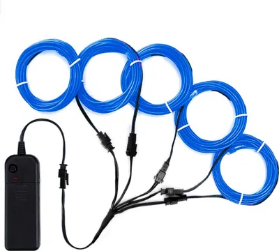 Produktbild von 5 in 1 Neon Beleuchtung Draht Lichtschlauch Leuchtschnur Flexibel EL Kabel Wire Partybeleuchtung, Blau