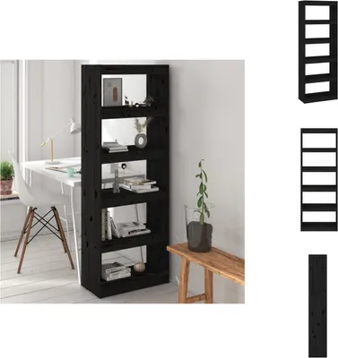 Immagine prodotto di vidaXL Libreria/divisorio nero 60x30x167,5 cm in legno di pino massiccio - Librerie & Librerie