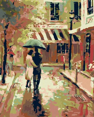 Image de Zuty - Peinture par numéros - PROMENADE SOUS LA PLUIE, 40 x 50 cm, sans cadre et sans toile tendue