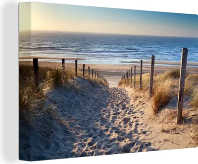 Produktbild von OneMillionCanvasses® - Leinwandbilder - 150x100 cm, Sand - Strand - Düne - Meer - Sommer, Wandbilder Kunstdruck Wanddekoration - Foto auf Leinwand - Gemälde auf Holzrahmen