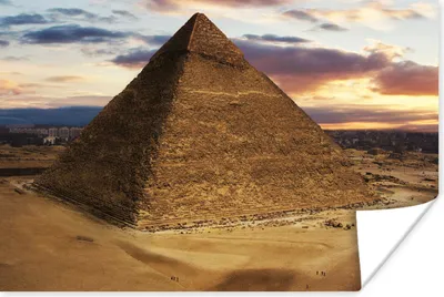 Produktbild von MuchoWow® Poster Die Pyramide von Gizeh kurz vor Sonnenaufgang 120x80 cm - Bilder