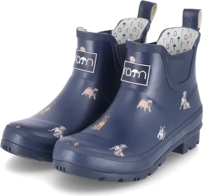 Produktbild von Rajn Dog Low Damen Gummistiefelette mit Hundemotiv Dunkelblau (Blue), UZW045-BLU