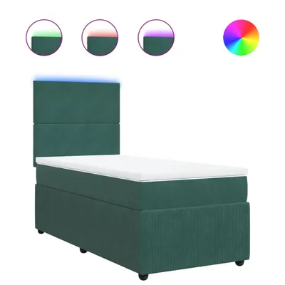Produktbild von Boxspringbett mit Matratze Dunkelgrün 90x200 cm Samt