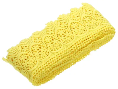 Spitzenband, gelb, 7,6 cm x 2,9 m, Baumwolle, mit Fransen, elastischer Rand