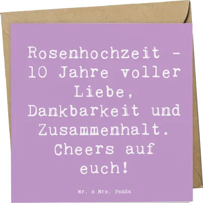 Produktbild von Mr. & Mrs. Panda Grußkarte Spruch 10. Hochzeitstag Rosenhochzeit - Lavendeltraum - Geschenk, faltkarte, Glückwunschkarte, Geschenke, Ehejubiläum, 10 Jahre Ehe, Heirat