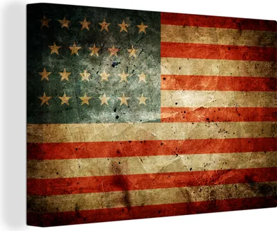 Produktbild von OneMillionCanvasses® - Leinwandbilder - 140x90 cm, Flagge - Vintage - USA, Wandbilder Kunstdruck Wanddekoration