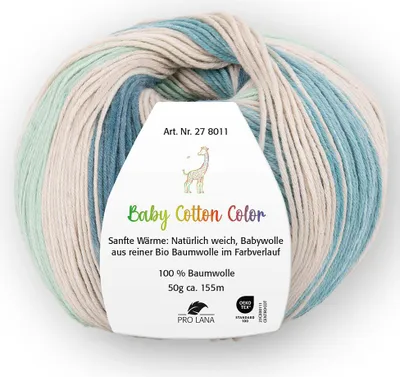 Produktbild von Pro Lana Baby Baumwolle COLOR & UNI (organic) 50g/155m Lauflänge, 100?% Baumwolle ( ), NS 3,0-3,5 color 04