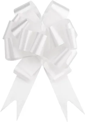 Produktbild von Weiße Hochzeitsrosette, weißes Autohochzeitsband, weiße Taufrosette, Kommunionsband - (13 cm, 30 Stück).