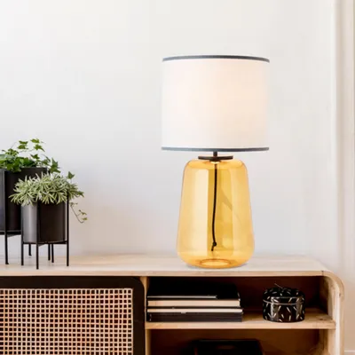 Produktbild von Tischlampe, 56 cm Höhe, Ø 30 cm, Schalter, E27, 60 W, Glas/Stoff
