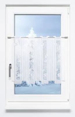 Produktbild von Scheibengardine Plauener Spitze - Sternenstaub  (Bx H) 48cm * 55cm silber/Silber-Weiß