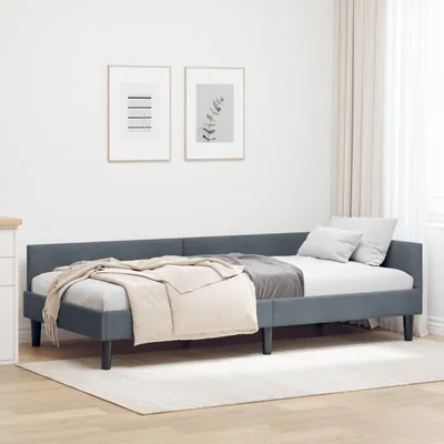 Immagine prodotto di vidaXL Struttura letto ad angolo con testiera grigio scuro 90 cm x 190 cm in velluto