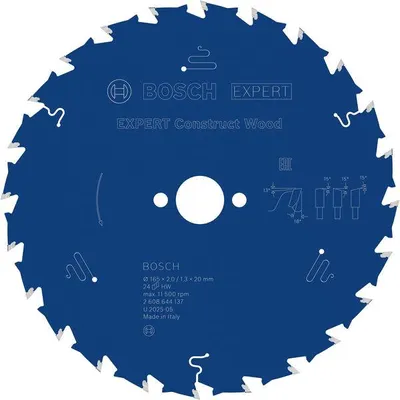 Produktbild von EXPERT Construct Wood Kreissägeblatt, 165x2/1,3x20 mm, Z24