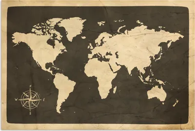 Produktbild von MuchoWow® Poster Weltkarte - Kompassrose - Vintage 90x60 cm - Schlafzimmer