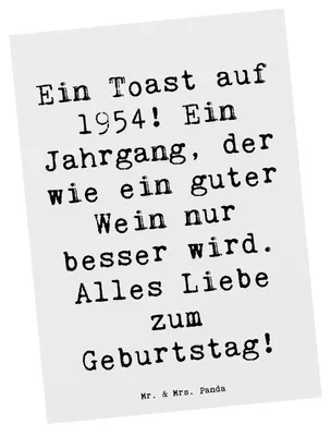 Produktbild von Mr. & Mrs. Panda Postkarte Spruch 1954 Geburtstag - Weiß - Geschenk, Geburtstagsgeschenk, Grußkarte, Ansichtskarten, Glückwunsch, Ansichtskarte, Fotokarte, Personalisiert