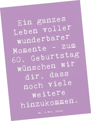 Produktbild von Mr. & Mrs. Panda Postkarte Spruch 60. Geburtstag Momente - Lavendeltraum - Geschenk, besondere Geschenke, Meilenstein, personalisierte, Happy Birthday, Grußkarte, Alter