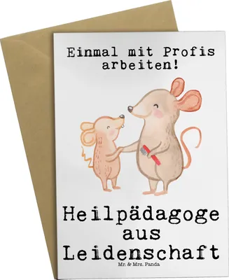 Produktbild von Mr. & Mrs. Panda Klappkarte Heilpädagoge Leidenschaft - Weiß - Geschenk, Grußkarte, osterkarte, einladungskarten, Grußkarten, Ausbildung, Lustig, Spruch, Glückwunschkarte