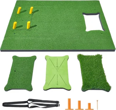 Produktbild von Golf Schlagmatte 152x122 cm - 4-in-1 Golf Trainingshilfe - Austauschbare Übungsmatte für Golfer