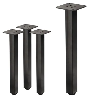 Produktbild von ML-Design 4er Set Tischbeine I-Design 42 cm Industrial Tischgestell aus Metall pulverbeschichteter Stahl mit Profil 4x4 cm höhenverstellbare Möbelfüße