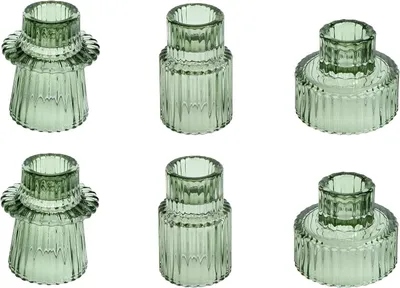Productafbeelding van 3 Stuks Amber Glazen Kandelaar voor Taper en Tealight Kaarsen - Decoratief en Stijlvol