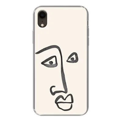 Produktbild von MuchoWow® Handyhülle Schutzhülle Hülle für iPhone XR Gesicht - Augen - Strichzeichnung Silikon Softcase Handy Hülle - Schutzdeckel