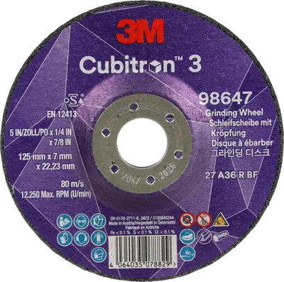Image de 3M Disque à ébarber (D125xS7mmGranulation 36+ / Coudé 3M™ Cubitron™ 3 / Contenu : 10 pièces) - 7100303982