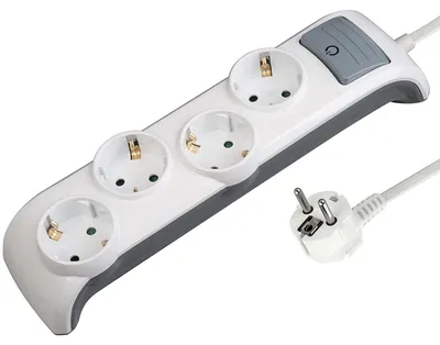 Zdjęcie produktu dla Listwa gniazdowa Electraline 62505, 4 gniazda z wyłącznikiem, kabel 2m