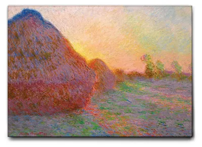 Produktbild von Giallobus - Landschaftspanorama mit Weizengarben - Claude Monet - 100L x 70B cm - Bild - Leinwand mit Standardrahmen