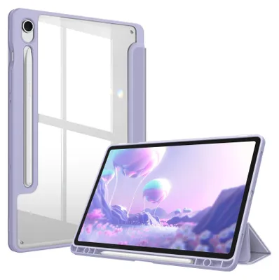 Produktbild von Fintie Hybrid Hülle für Samsung Galaxy Tab S10 Lite/S10 FE/S9 FE 10.9" & S9 11" Tablet mit Stifthalter - Stoßfeste Schutzhülle mit Transparenter Hartschale auf der Rückseite, Pastellviolett