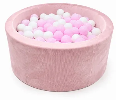 Zdjęcie produktu dla Basen z piłeczkami Angelove dla niemowląt, kolor brzoskwiniowo-różowy, 75 x 30 cm, z 150 piłeczkami w kolorze białym i różowym