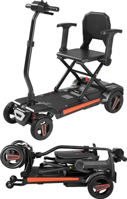 Produktbild von Elektromobilitätsroller mit 4 Rädern für Erwachsene und Senioren, integrierter faltbarer Mobilitätsroller mit 15 km Reichweite, geländegängiger Reisewagen mit 9° Steigfähigkeit und 120 kg maximaler Belastbarkeit