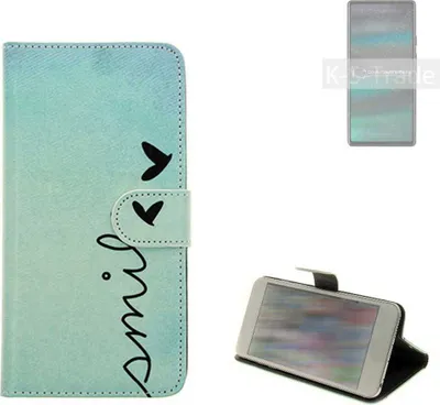 Produktbild von K-S-Trade Schutz Hülle Handy Hülle kompatibel mit Google Pixel 6a Hülle Handyhülle cover bookstyle Etui Handyhülle ''smile'' türkis